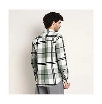 Campus Sutra Men's Sage Green Overlap Buffalo Shirt