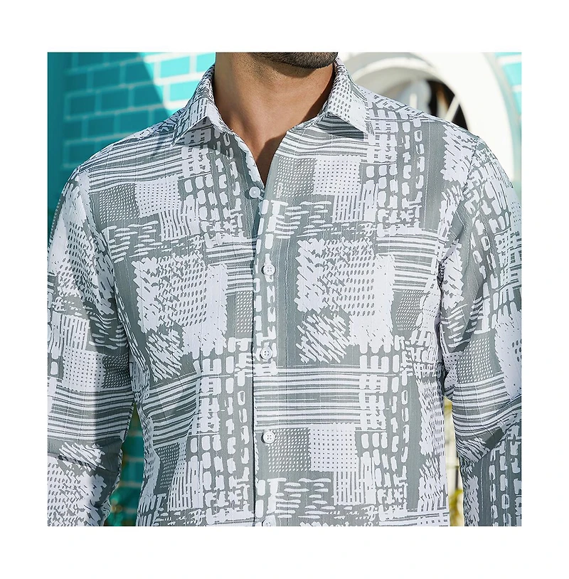 Campus Sutra Men's Flint Grey Verve-Impressionistic Shirt