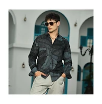 Campus Sutra Men's Viridian Green Foliage-Outline Shirt