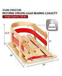 Hongge Wooden Snow Sled for Kids Classic Pull Sled with Backrest and Rope