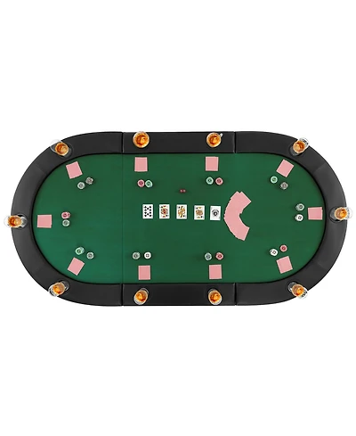 Hongge 84 Inch 10 Player Folding Poker Table Top with Cup Holders and Casino Felt Surface