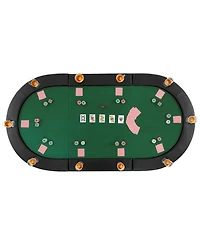 Hongge 84 Inch 10 Player Folding Poker Table Top with Cup Holders and Casino Felt Surface