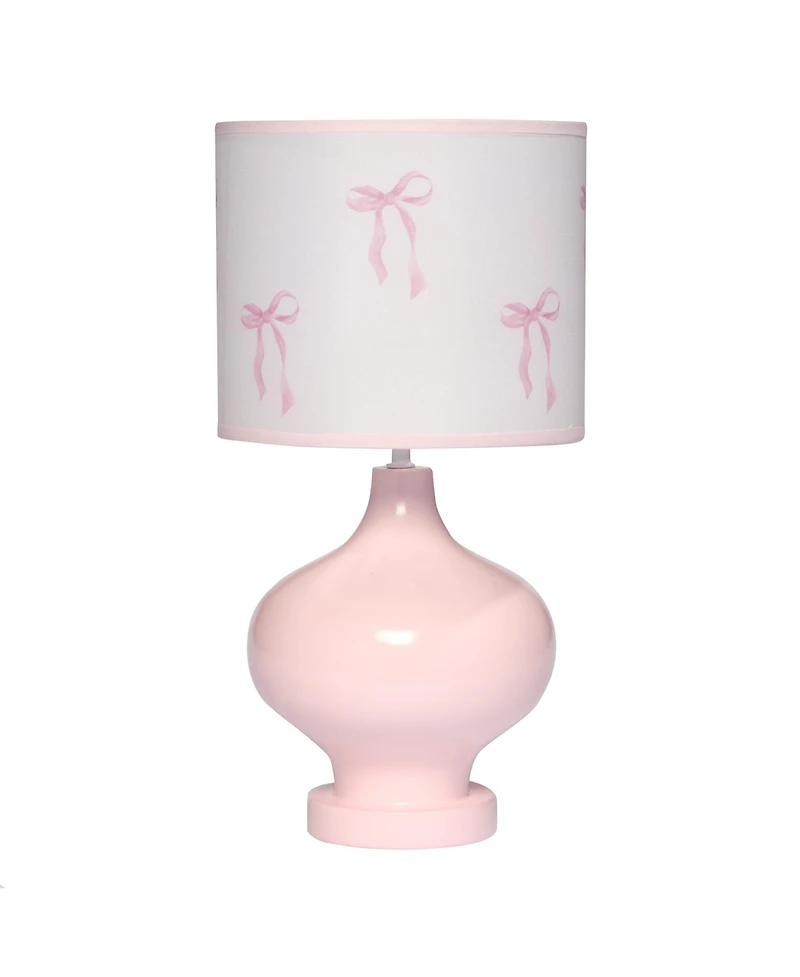 Lambs & Ivy Coquette Floral Aesthetic Pink Bows Lamp with Shade