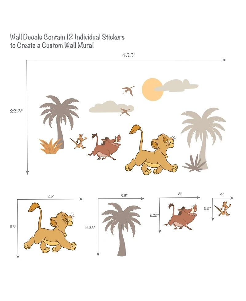 Lambs & Ivy Disney Baby Lion King Safari Mural-Like Wall Decals/Stickers