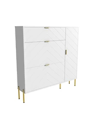 Clihome Shoe Cabinet Storage for Entryway, Modern Shoe Rack Cabinet with 3 Flip Drawers & Side Cabinet
