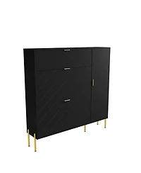 Clihome Shoe Cabinet Storage for Entryway, Modern Rack with 3 Flip Drawers & Side