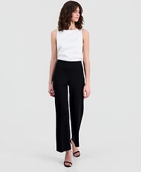 Anne Klein Women's Stretch Crepe High-Rise Wide-Leg Pull On Pants