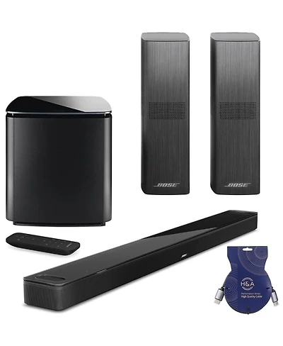 Bose Smart Ultra Dolby Atmos Soundbar, Black, Bundle with Bass Module 700 and 2x Surround Speakers 700