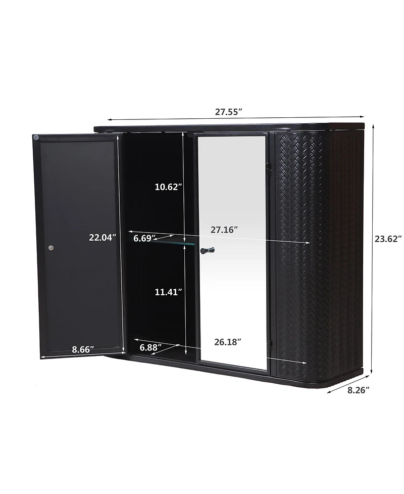 Clihome Green Wall-Mounted Bathroom Cabinet with Mirror – Ideal for Bathroom, Living Room, Kitchen & Dining Area