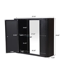 Clihome Green Wall-Mounted Bathroom Cabinet with Mirror – Ideal for Bathroom, Living Room, Kitchen & Dining Area