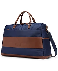 Elle Luxe Journey 13" Twill and Faux Leather Weekender Duffel Bag