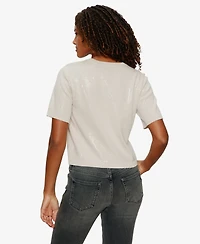 Sanctuary Women's Sparkle Sequin Short-Sleeve Sweater