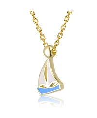 GiGiGirl 14K Gold Plated with Blue Enamel Elegant Sailboat Design Pendant Necklace