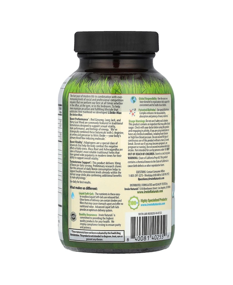 Irwin Naturals Libido-max For Activbe Men (Previously Level Up Active Male) 60CT