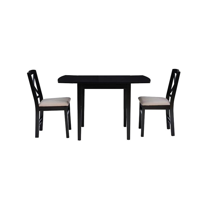 Torino 3Pc Drop Leaf Dining Set Black