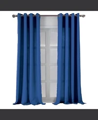 Rt Designers Collection Cole Textured Grommet Room Darkening Curtain Panel 54 X22 X Navy
