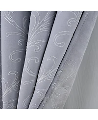 Rt Designer Collection Kimber Embroidered Blackout Luxurious Decorative Grommet Curtain Panel 54" x Silver