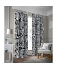 Rt Designer Collection Ashton Printed Blackout Luxurious Decorative Grommet Curtain Panel 54" x 84" Black