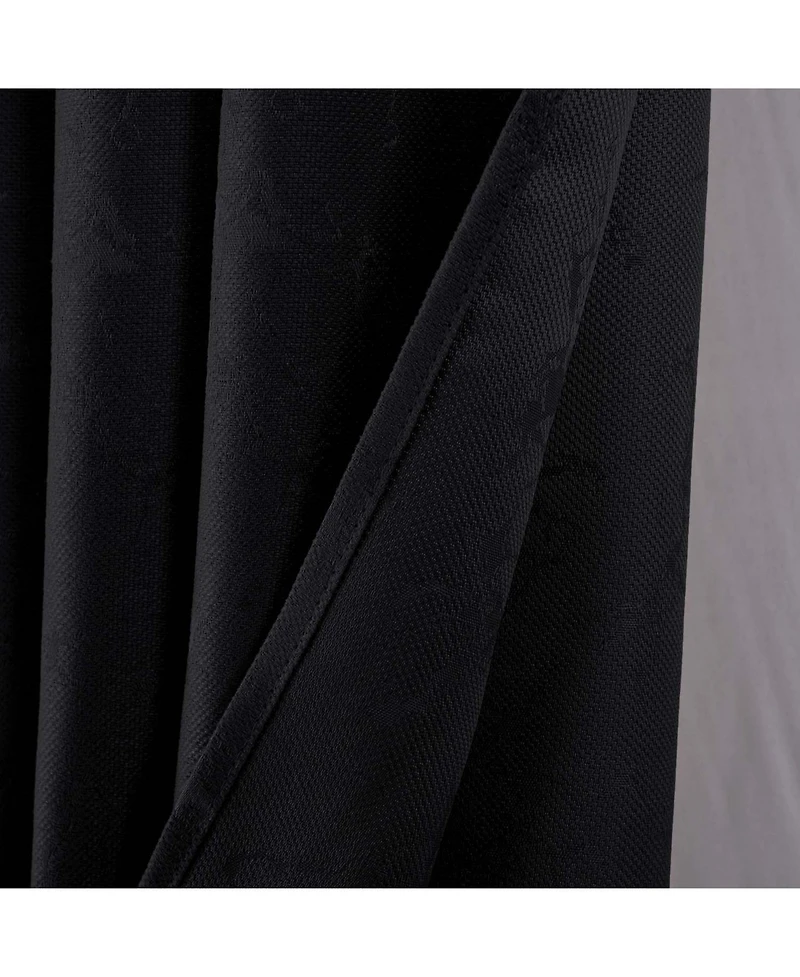 Rt Designer Collection Cosmo Shimmer Jacquard Grommet Curtain Panel 54" x 84" Black