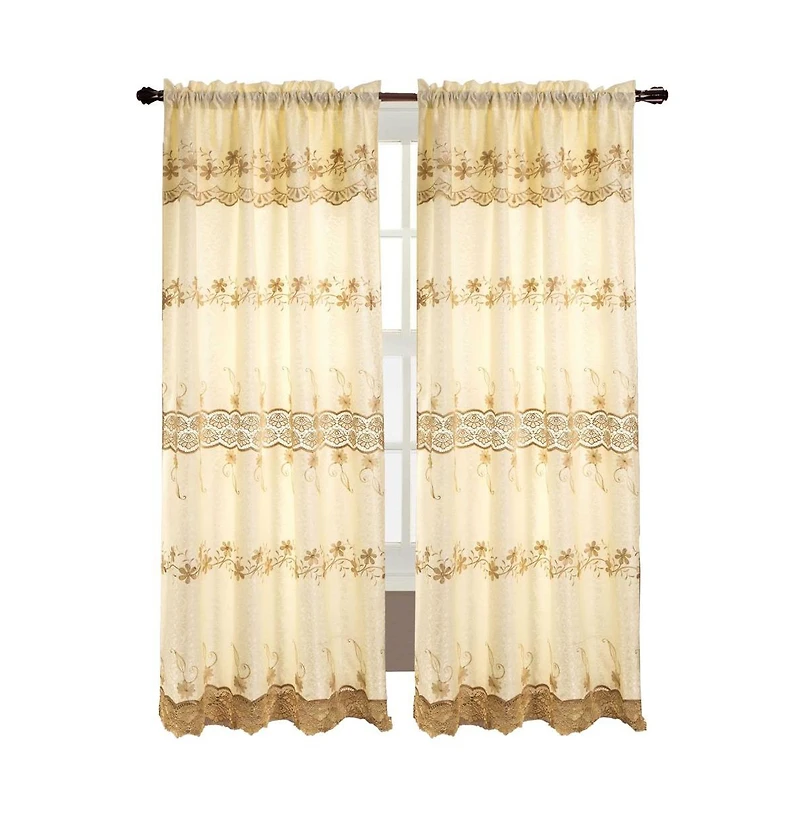 Rt Designers Collection Alisa Macrame Rod Pocket Window Room Darkening Panel 54" x 84" Beige