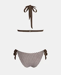 Cupshe Women's V Neck Reversible Bottom Halter Self Tie Back Hook Bikini Sets