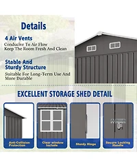 Streamdale 10x8 Ft Metal Outdoor Storage Shed - Gray