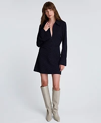 Kenneth Cole Women's Pinstripe Zip Front Dress