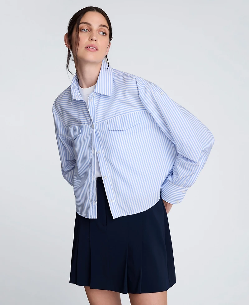 Kenneth Cole Women's Striped Boxy Cropped Top