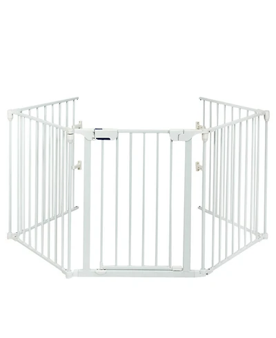 Sugift 115 Inch Length 5 Panel Adjustable Wide Fireplace Fence-White