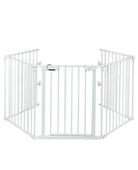 Sugift 115 Inch Length 5 Panel Adjustable Wide Fireplace Fence-White