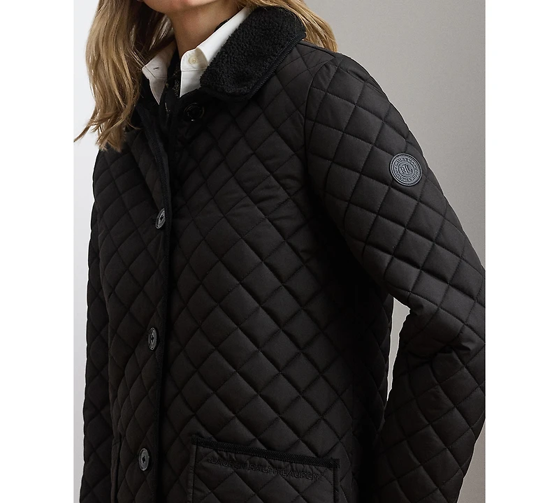 Lauren Ralph Women's Quilted Design Buttoned Coat