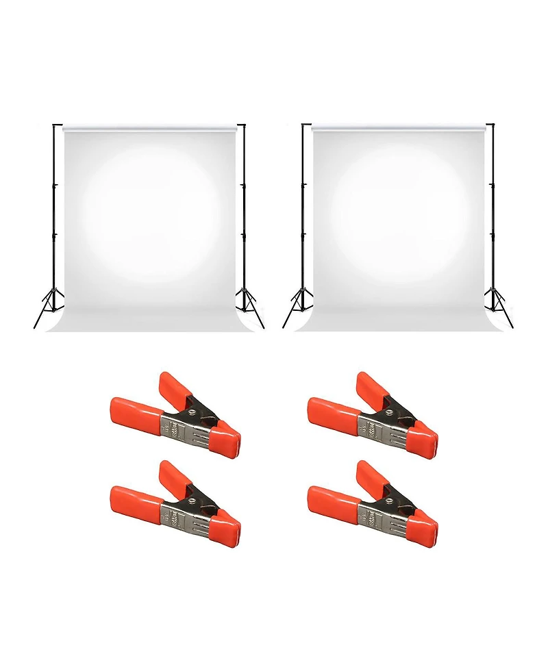 Savage 60"x18' Translum Translucent Vinyl Backdrop, 2-Pack, Bundle with 4x 1-1/4x1" Steel Spring Orange Clamp