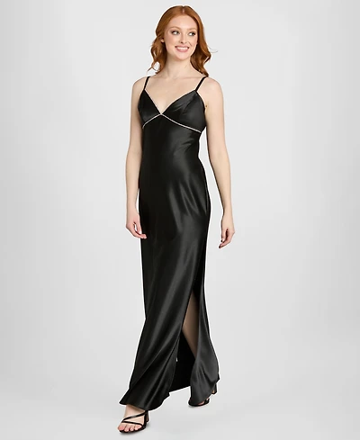 Morgan & Company Juniors' Embellished V-Neck Sleeveless Gown