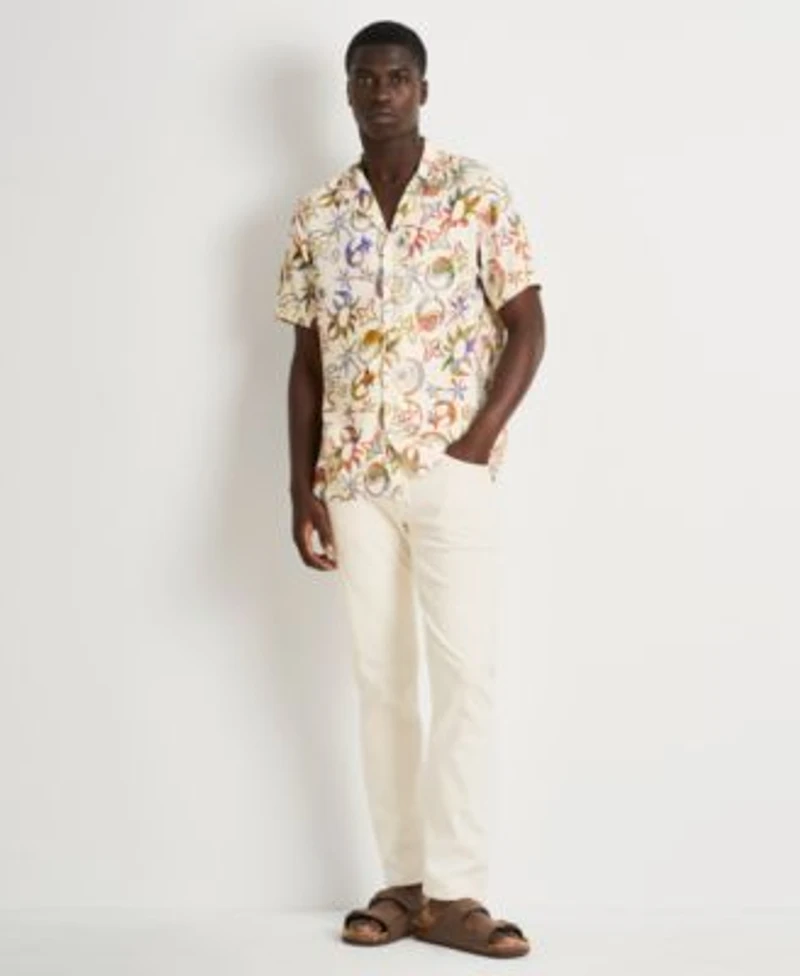 Scotch Soda Mens Printed Short Sleeve T Shirt Desert White Straight Leg Pant