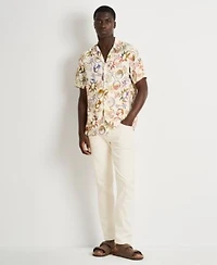 Scotch Soda Mens Printed Short Sleeve T Shirt Desert White Straight Leg Pant