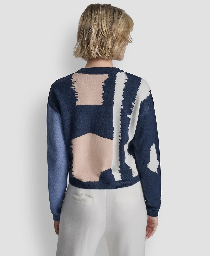 Dkny Women's Long-Sleeve Color-Block Cropped Cardigan