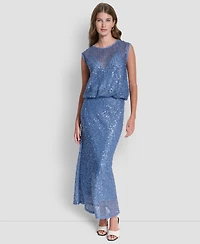 Dkny Women's Sleeveless Bubble Hem Sequin Knit Top