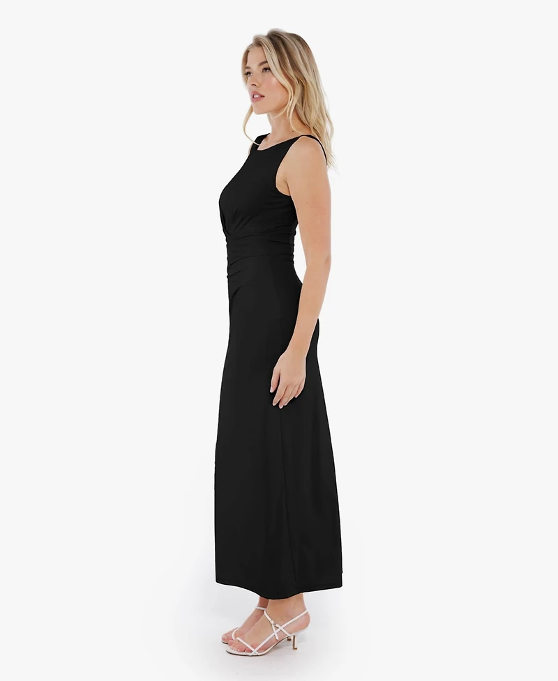 Popilush Women's Shapewear Boatneck Draped Sculpting Maxi Dress