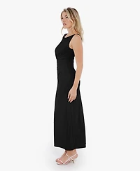 Popilush Women's Shapewear Boatneck Draped Sculpting Maxi Dress