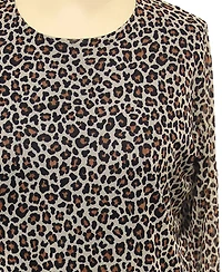 Coin 1804 Plus Jaguar Mesh Scoop neck Long sleeve Top