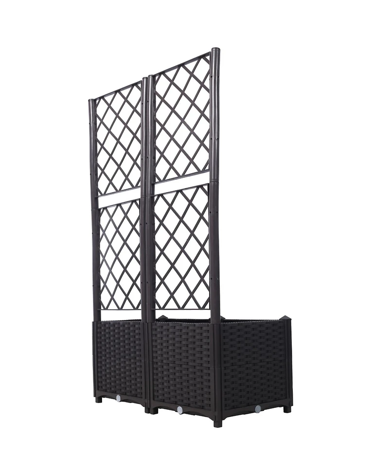 Streamdale Furniture Poly Rattan Raised Bed Trellis with Removable Pots
