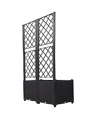 Streamdale Furniture Poly Rattan Raised Bed Trellis with Removable Pots