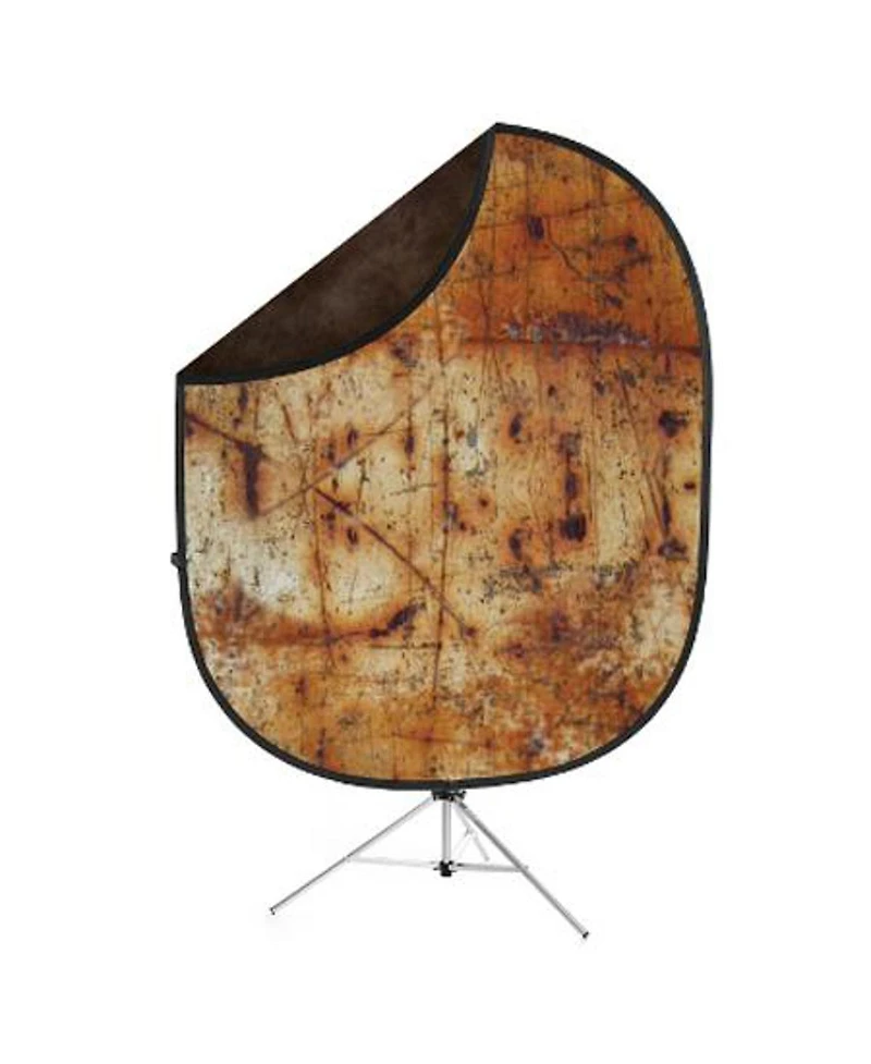 Savage 5x7' Collapsible Backdrop with 8' Aluminum Stand, Brown/Industrial Grunge