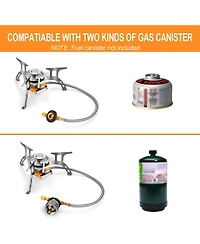 Camping Gas Stove, 3700W Portable Backpacking Stove with Piezo Ignition, Portable Burner, Camping Stove Adapter and Carrying Case for Outdoor Cooking