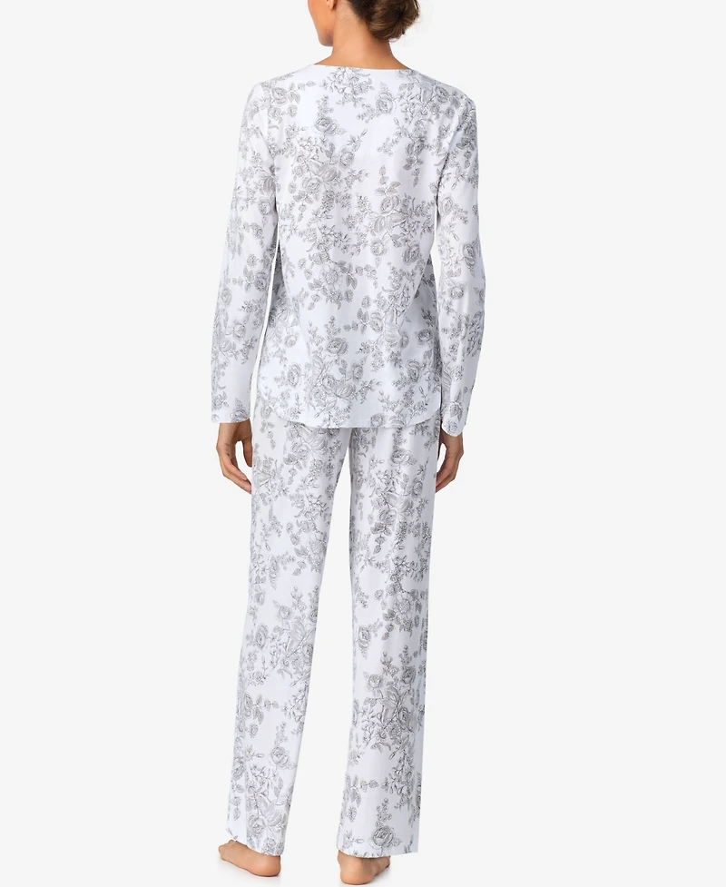 Aria Sleepwear Brushed Cotton Long Sleeve Pant Pj Set