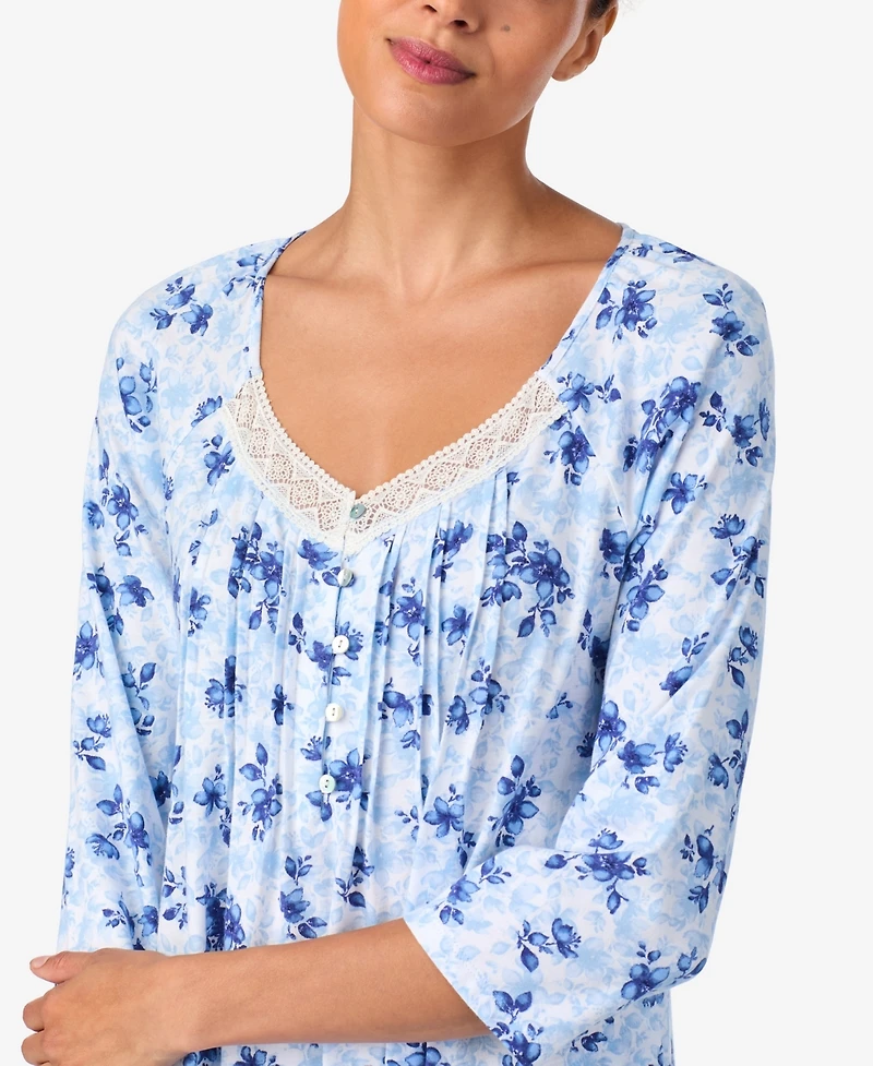 Aria Women's Brushed Cotton 3/4 Sleeve Nightgown