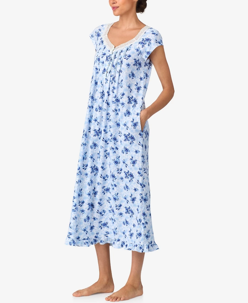 Aria Women's Brushed Cotton Jersey Cap Sleeve Nightgown