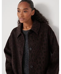 Hush Women's Edie Pure Wool Leopard Double Faced Coat