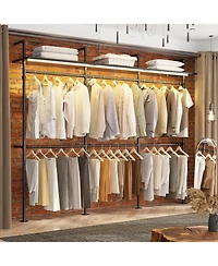 Industrial Pipe Clothing Rack, Reversible 118.3'' Clothes Rack for Hanging