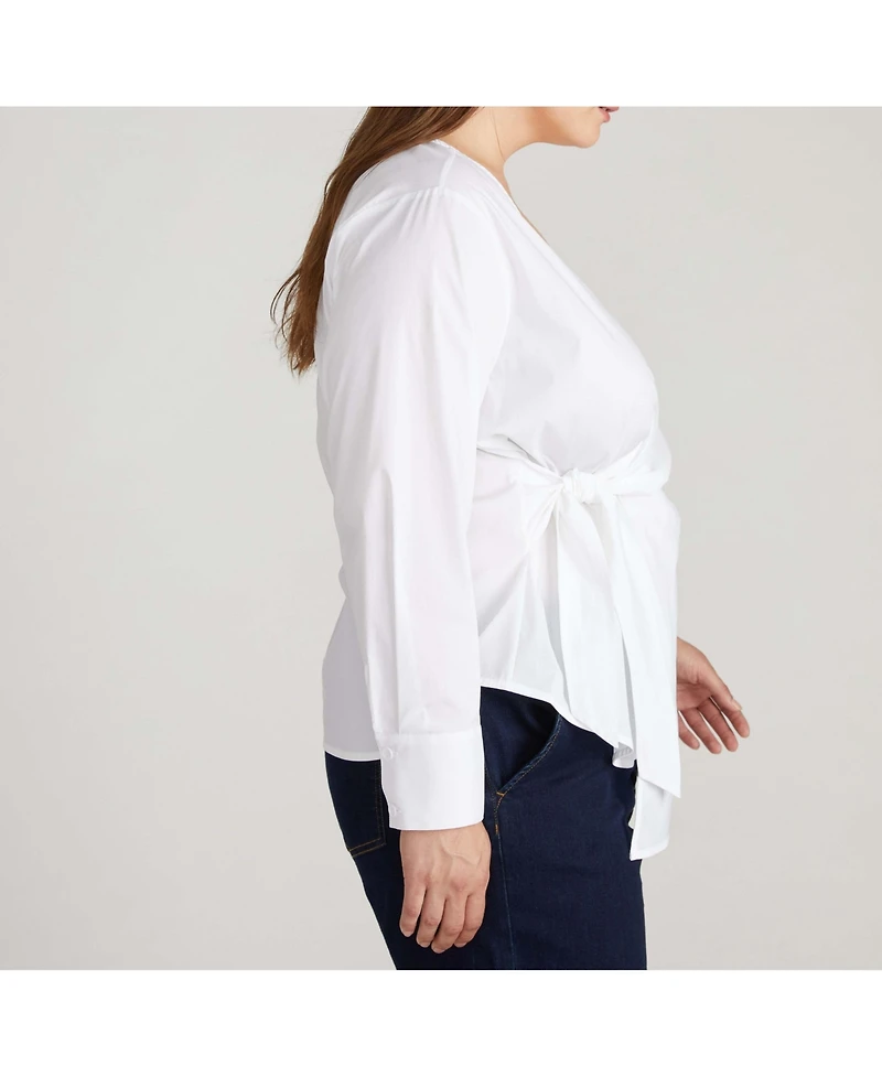 Universal Standard Plus Stretch Poplin Wrap Shirt